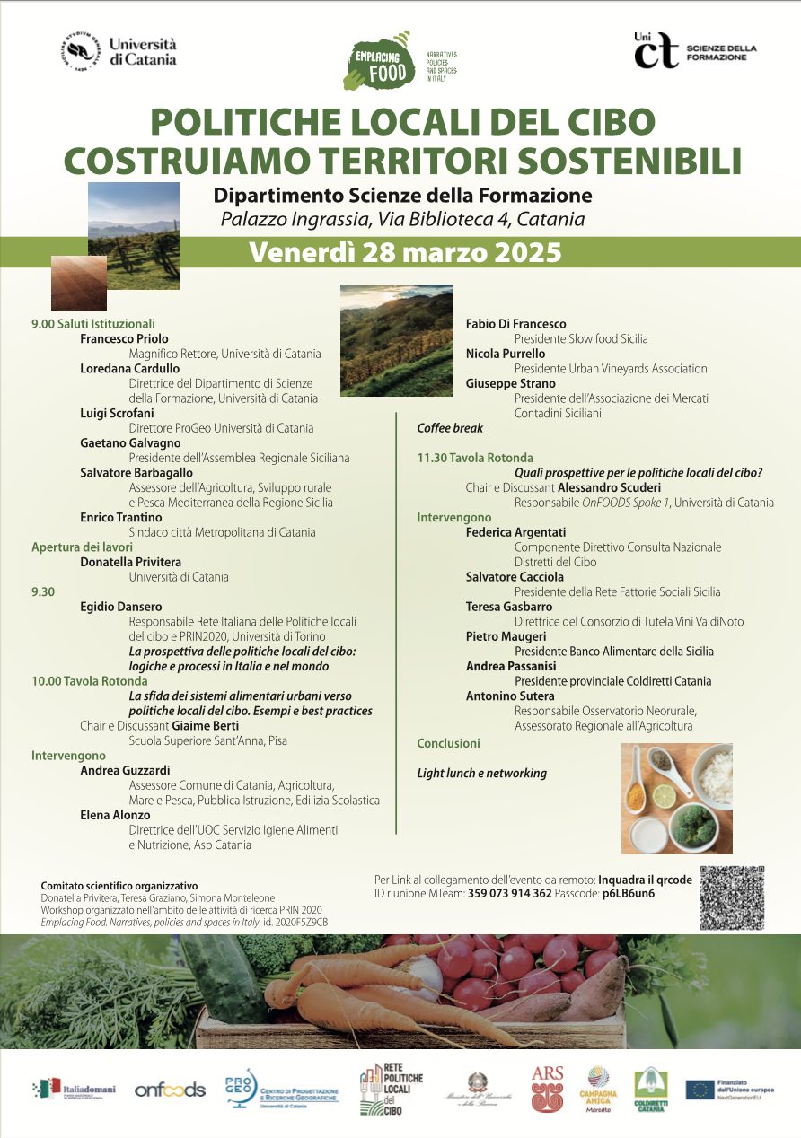 Workshop Politiche Locali del Cibo – Costruiamo territori sostenibili