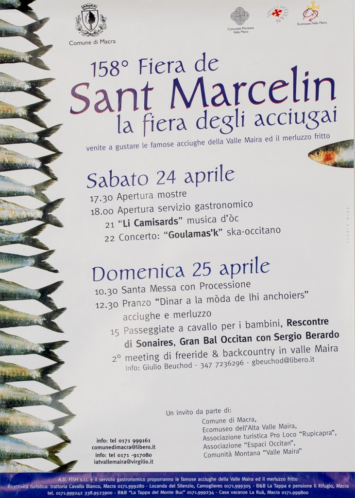 Acciugai. Manifesto pubblicitario. 158^ Fiera di San Marcelin, 2004
