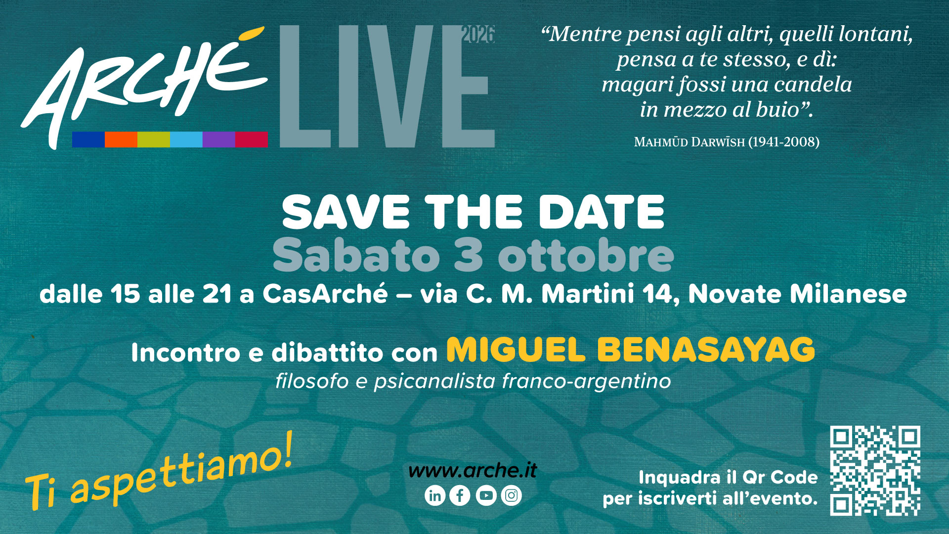 Arché Live | 3 ottobre dalle 15:00 alle 21:00
